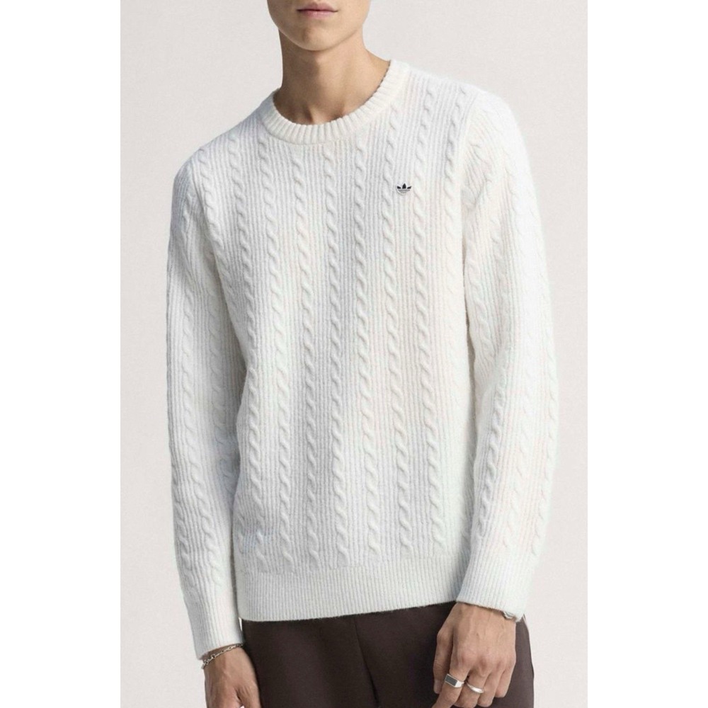 ADIDAS Originals Mens Cable Knit Sweater Chalk White Golf JN9740 Size XXL $220